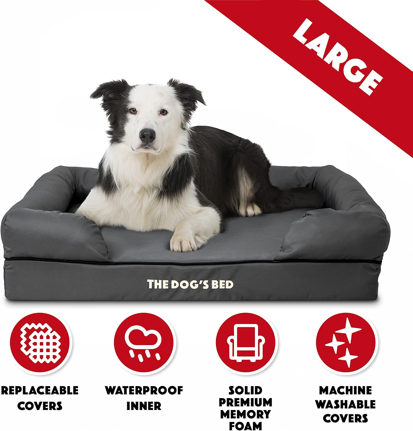Cama grande (L) ortopedica para perros, impermeable, con espuma vicoelastica. The Dogs Bed