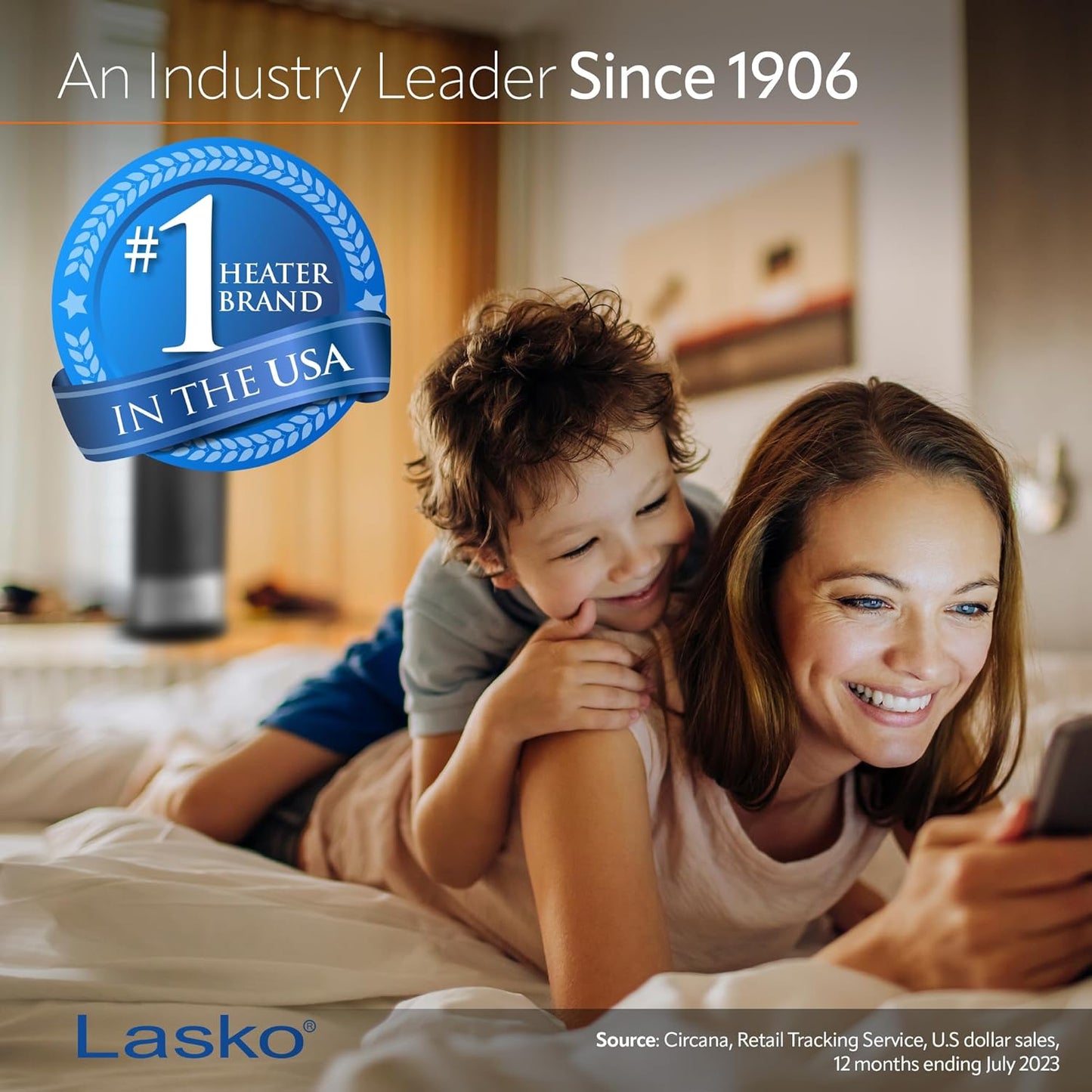 Calentador de cerámica oscilante con diseño decorativo. Lasko