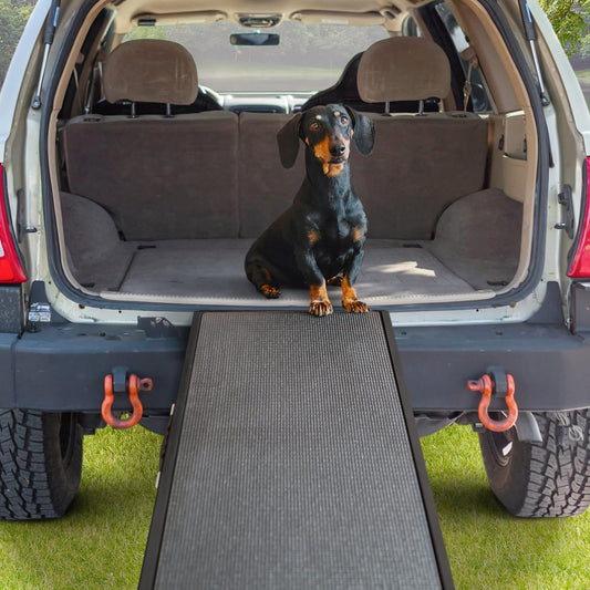 Rampa para perros, antidezlizante, lisa, plegable y con altura ajustable de 17.7cms a 50.8cms. PRIORPET