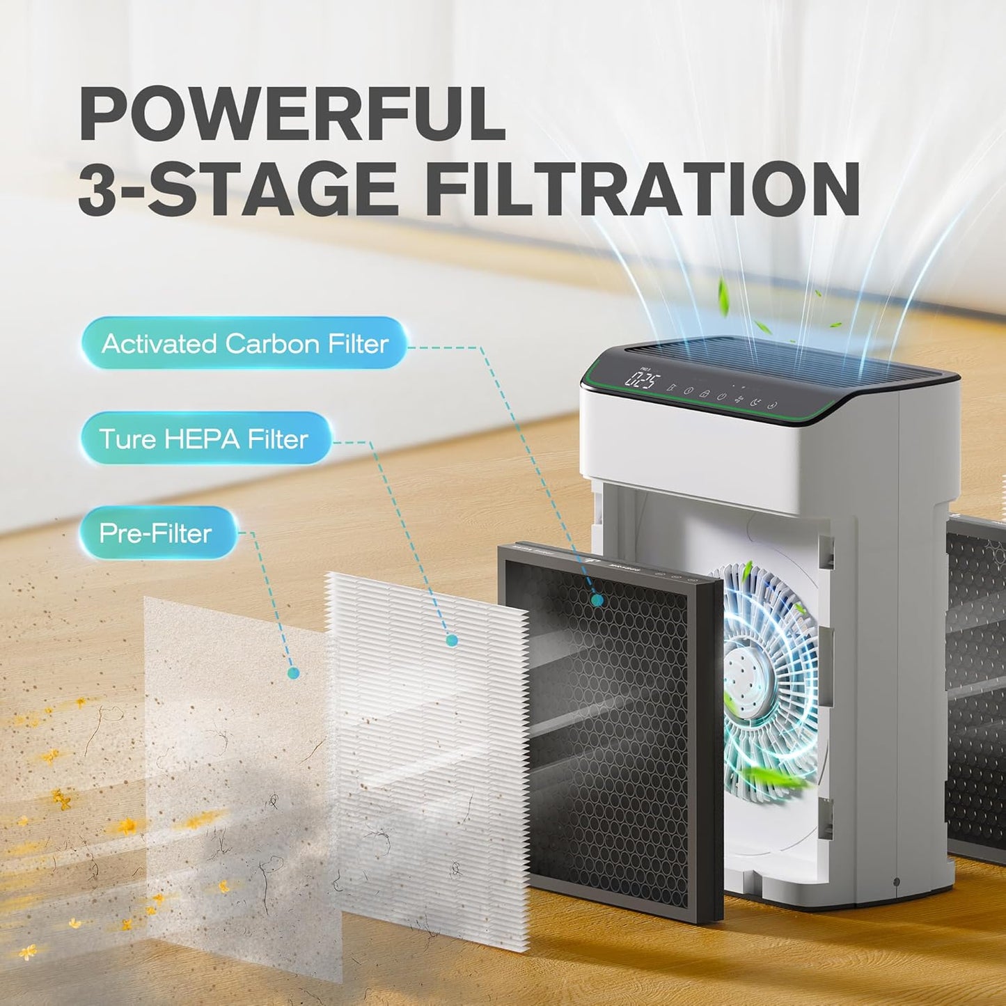 Purificador de aire WIFI/Alexa para habitación grande, con monitor de calidad del aire. MORENTO