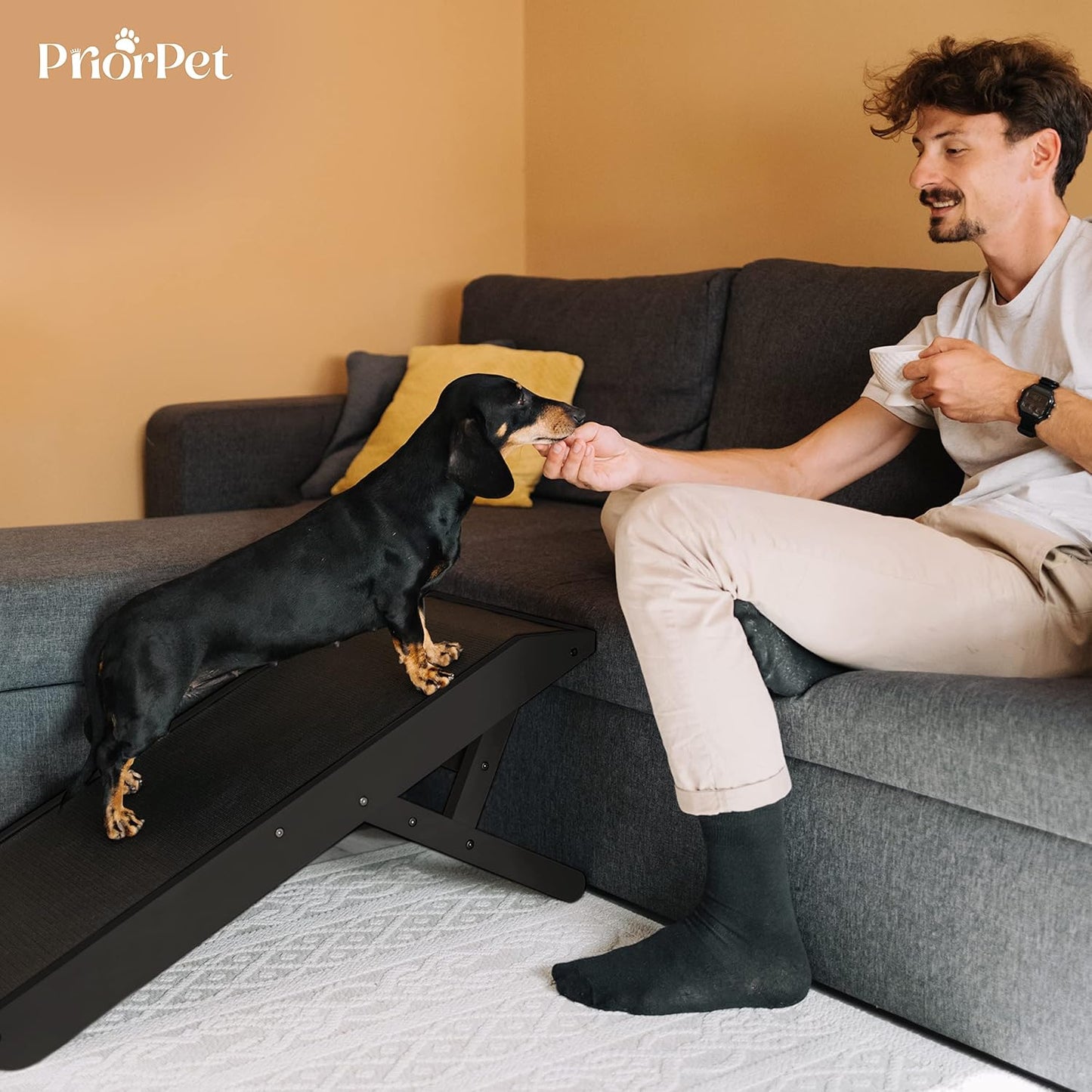 Rampa para perros, antidezlizante, lisa, plegable y con altura ajustable de 17.7cms a 50.8cms. PRIORPET