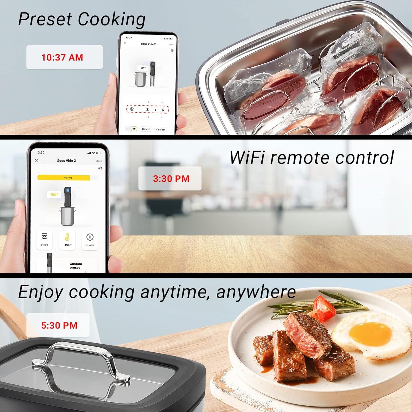 Máquina Sous Vide Wifi de 700 W/horno de agua de 8 cuartos con divisor de estante. Inkbird