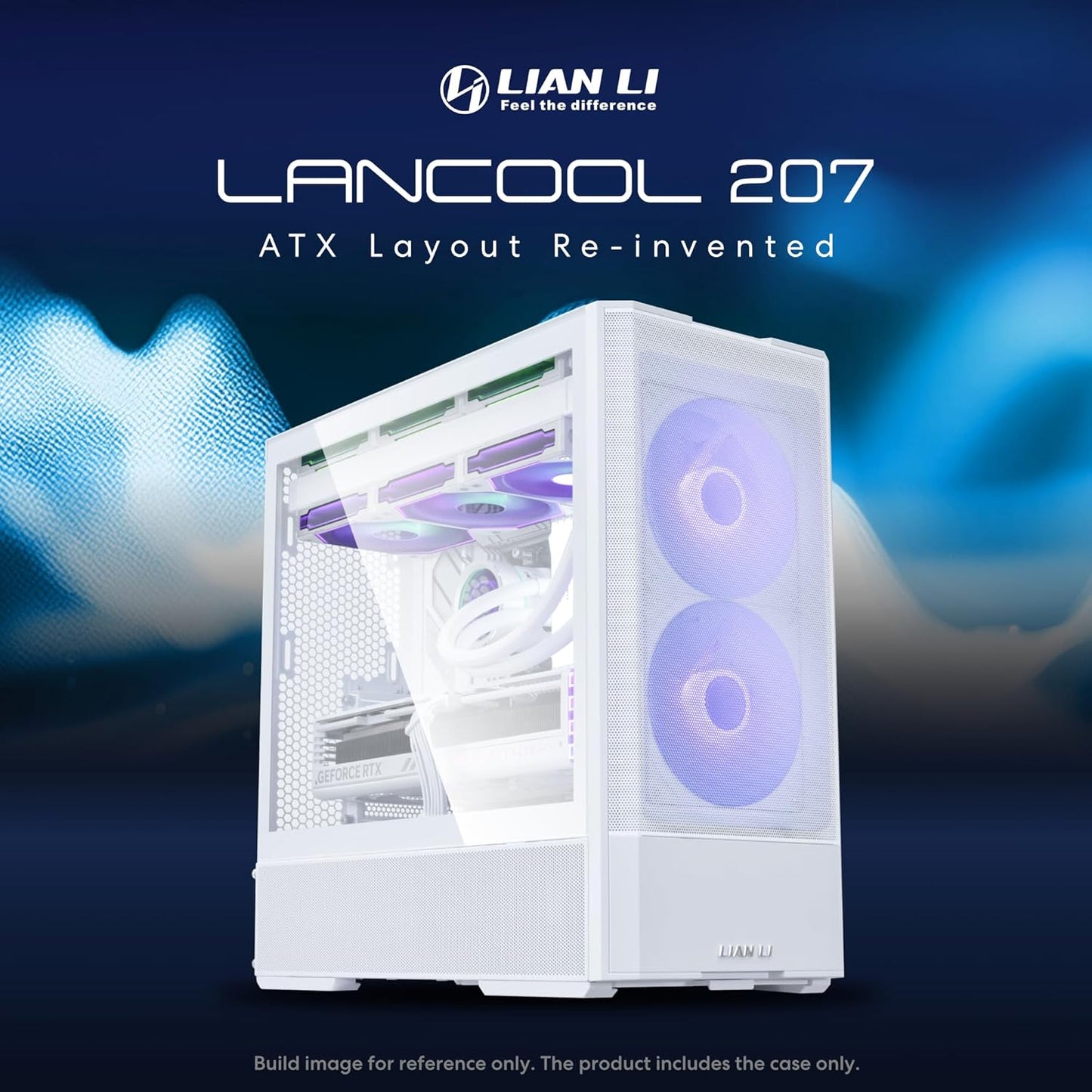 Case de computadora con ventiladores ARGB preinstalados, color blanco. LIAN LI LANCOOL 207