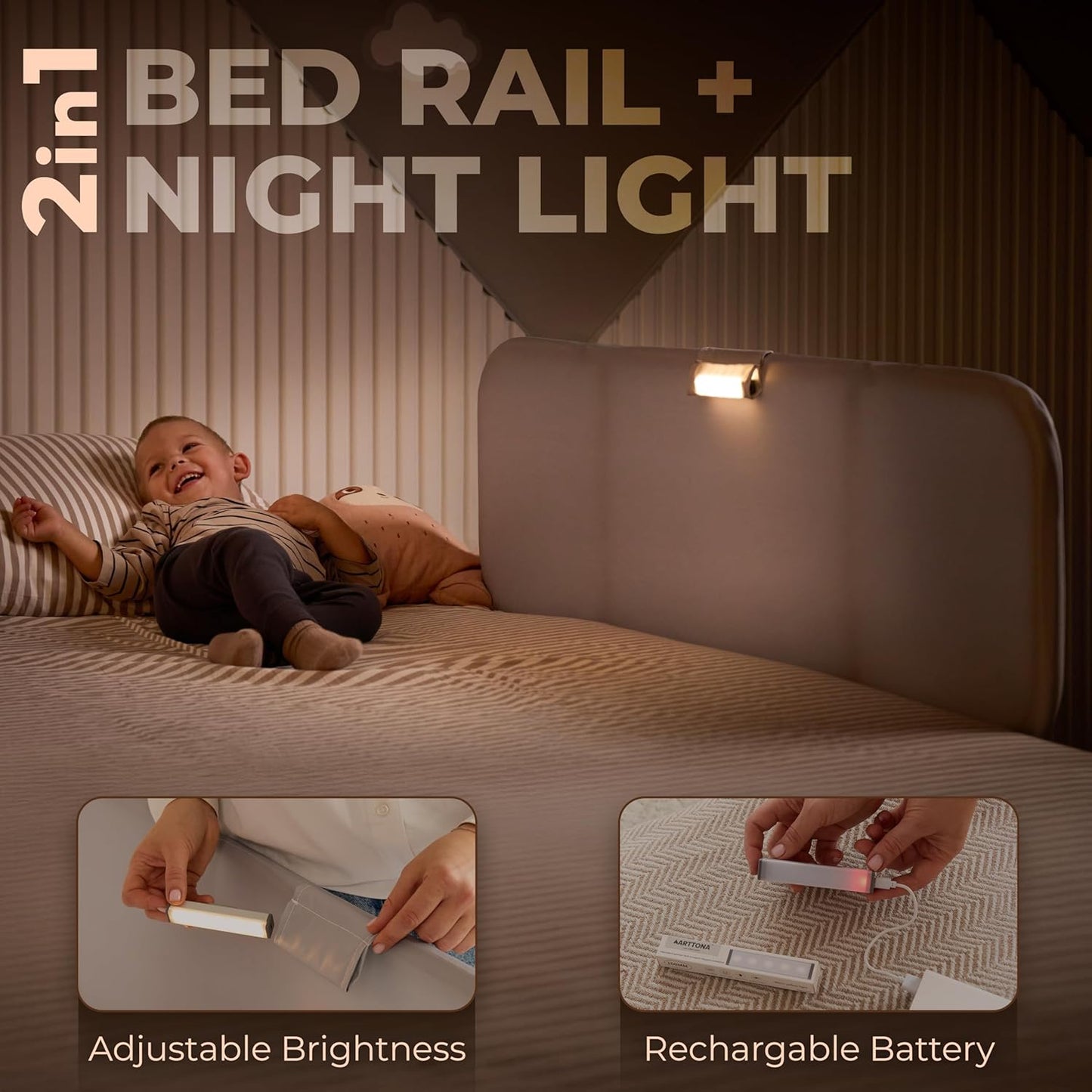 Baranda de seguridad para cama con ajuste universal, con luz. ARTTONA