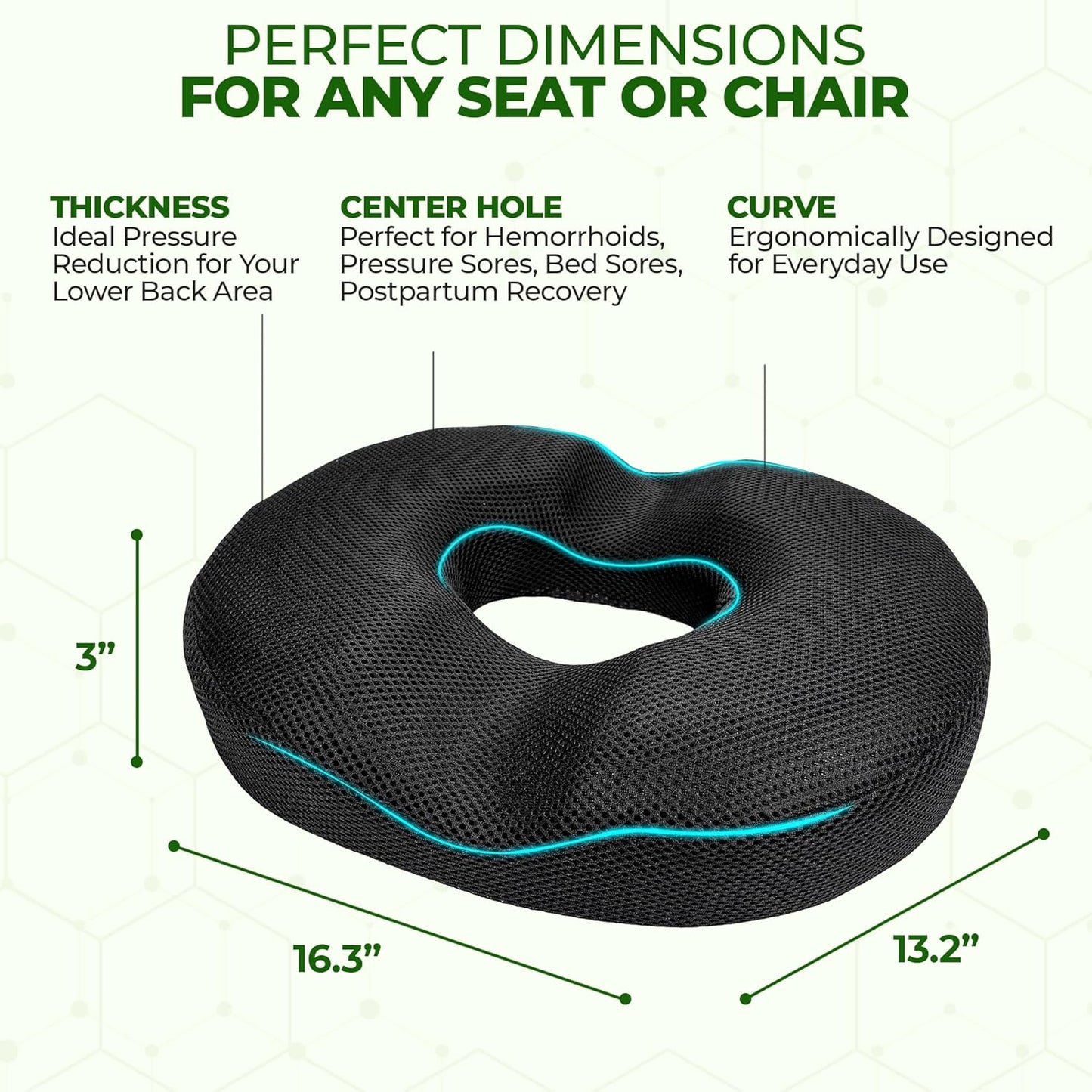 Almohada ergonómica tipo donut con gel refrigerante