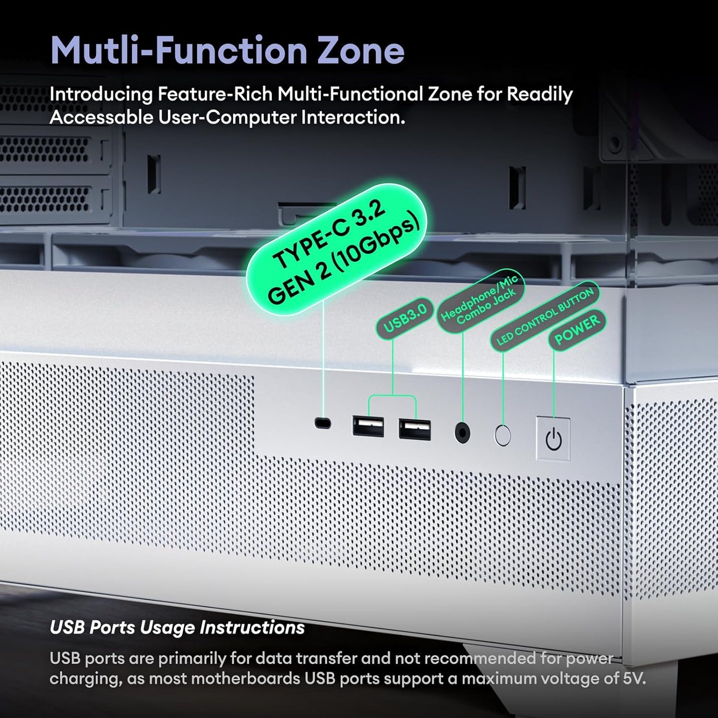 Case para computadora con ventiladores y vidrio templado frontal y lateral. Okinos Aqua 7