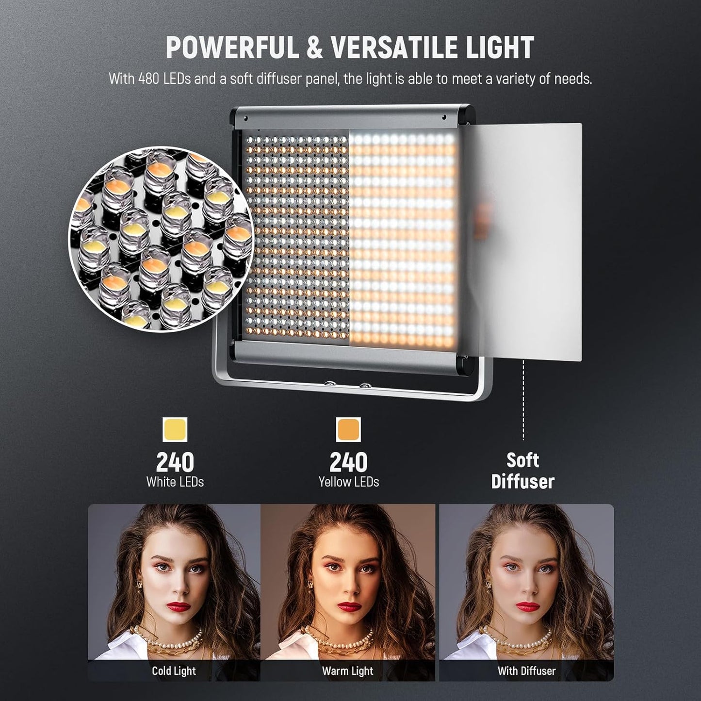 Neewer NL480. Iluminación LED Bicolor Compacta y Versátil. Kit de 2 luces, tripode y estuches