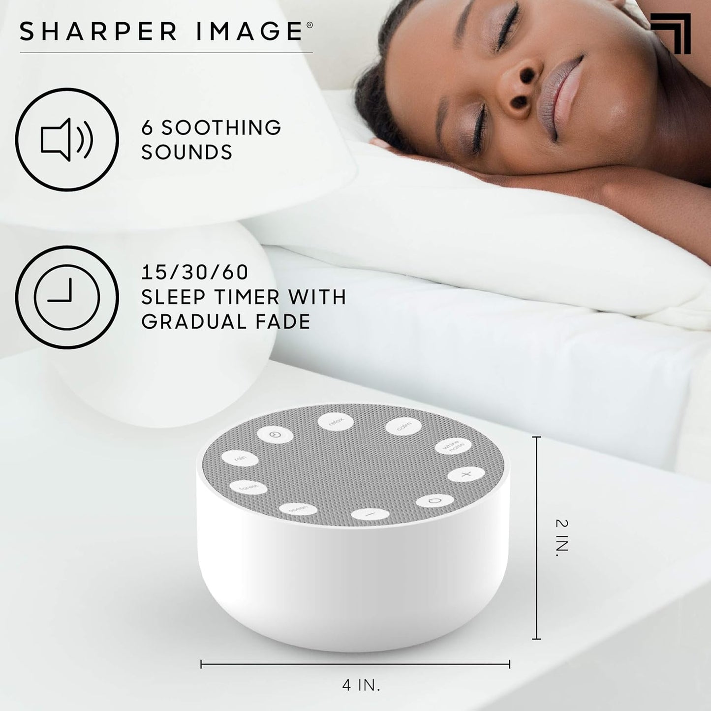Maquina de ruido blanco para dormir para bebes y adultos, con temporizador. Sharper Image