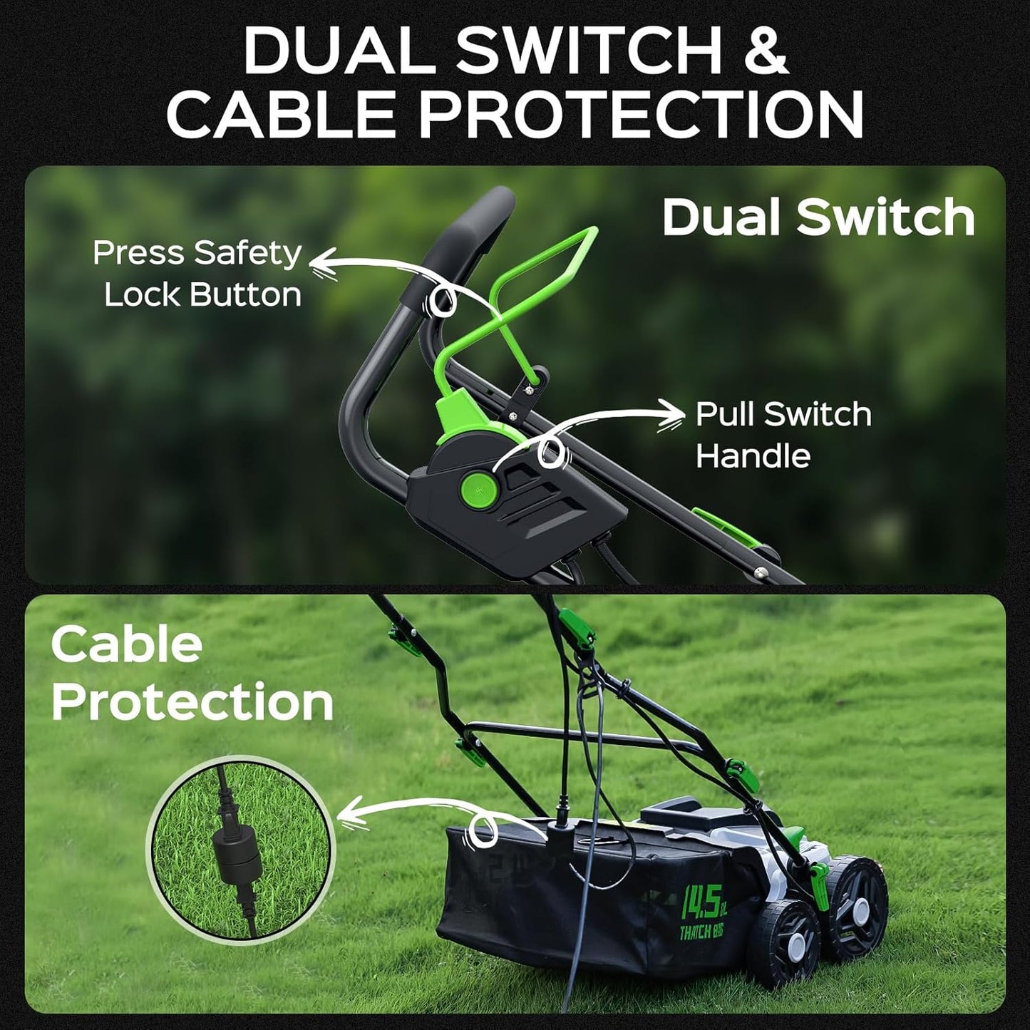 Escarificador y dethatcher eléctrico 2 en 1 con bolsa de recolección.