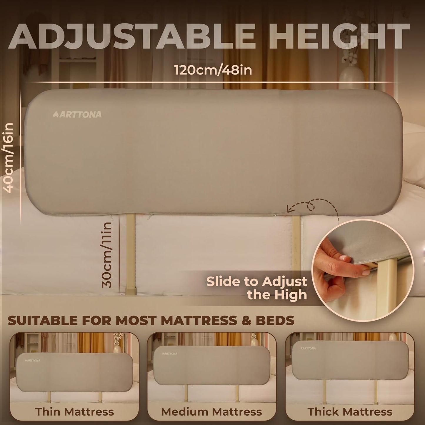 Baranda de seguridad para cama con ajuste universal, con luz. ARTTONA