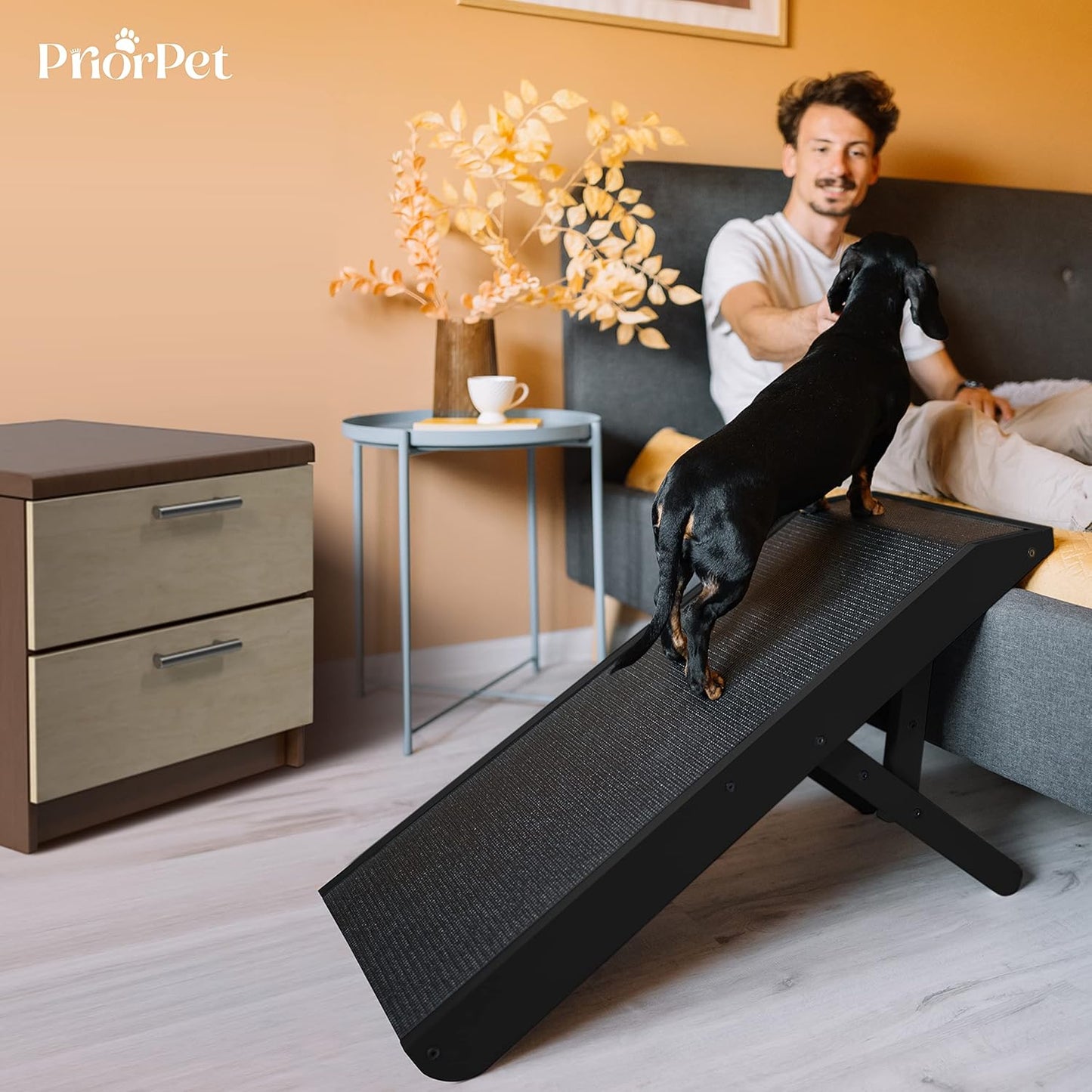Rampa para perros, antidezlizante, lisa, plegable y con altura ajustable de 17.7cms a 50.8cms. PRIORPET