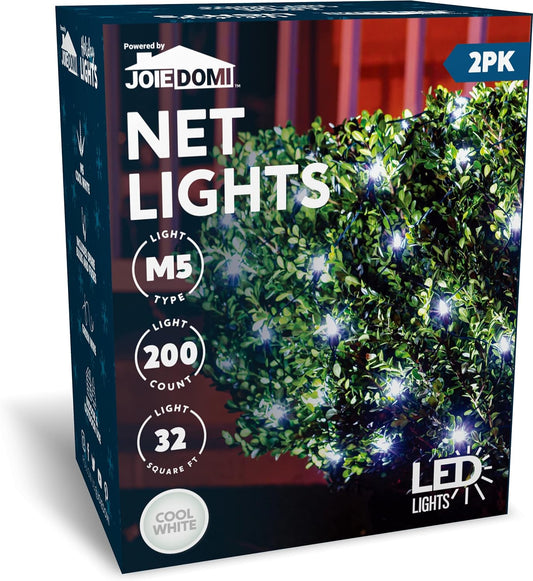 Luces de navidad LED blancas, estilo malla/net para arbustos. 2 juegos de 100 luces (200 en total). Joiedomi
