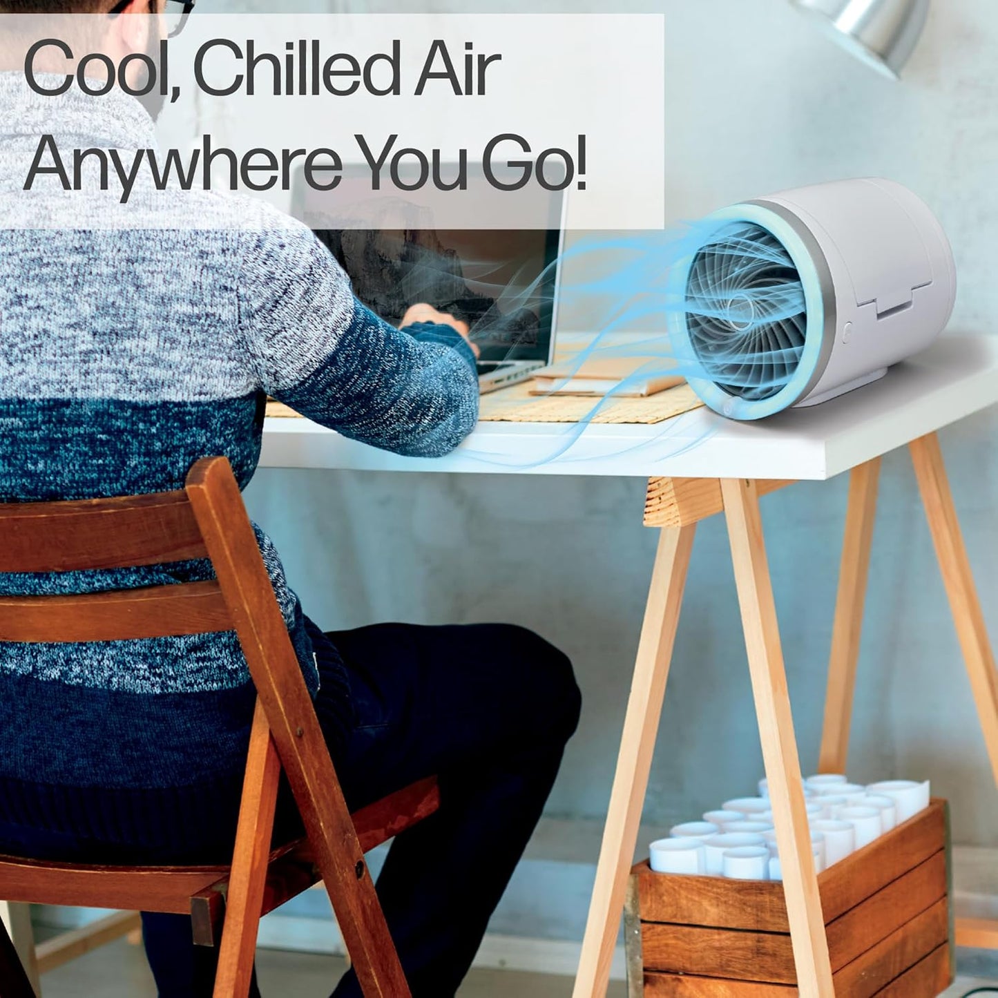 Enfriador de aire personal,portatil, silencioso, ligero y con luz led de diferentes colores. Artic Air Ice Jet