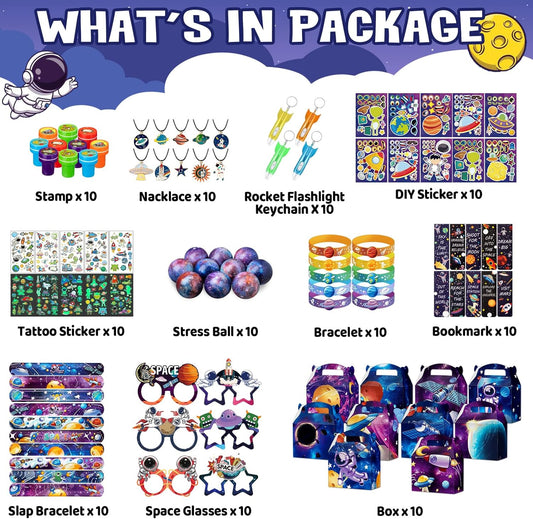 Kits para regalos de fiestas con tematica espacial. 9 kits
