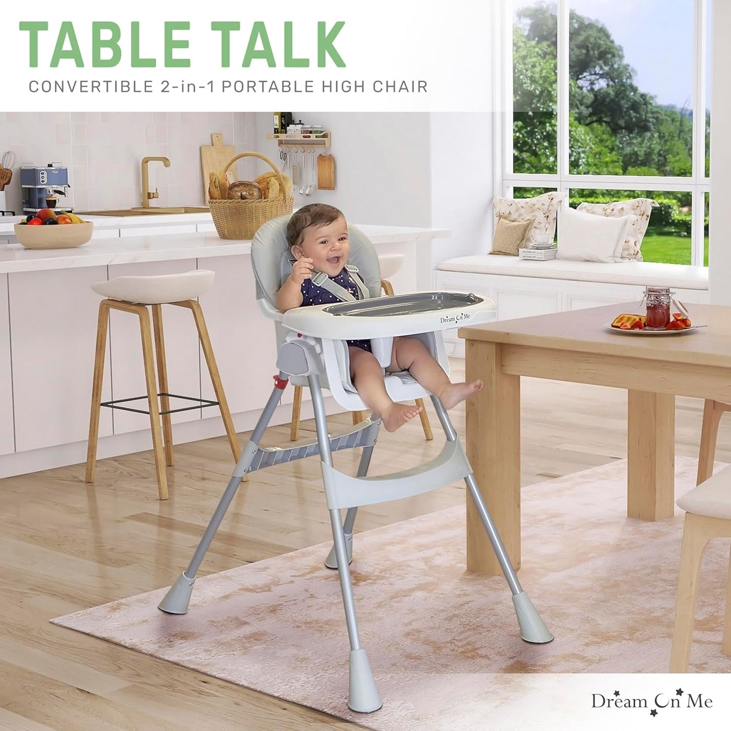 Silla para bebes 2 en 1, con mesita. Dream On Me