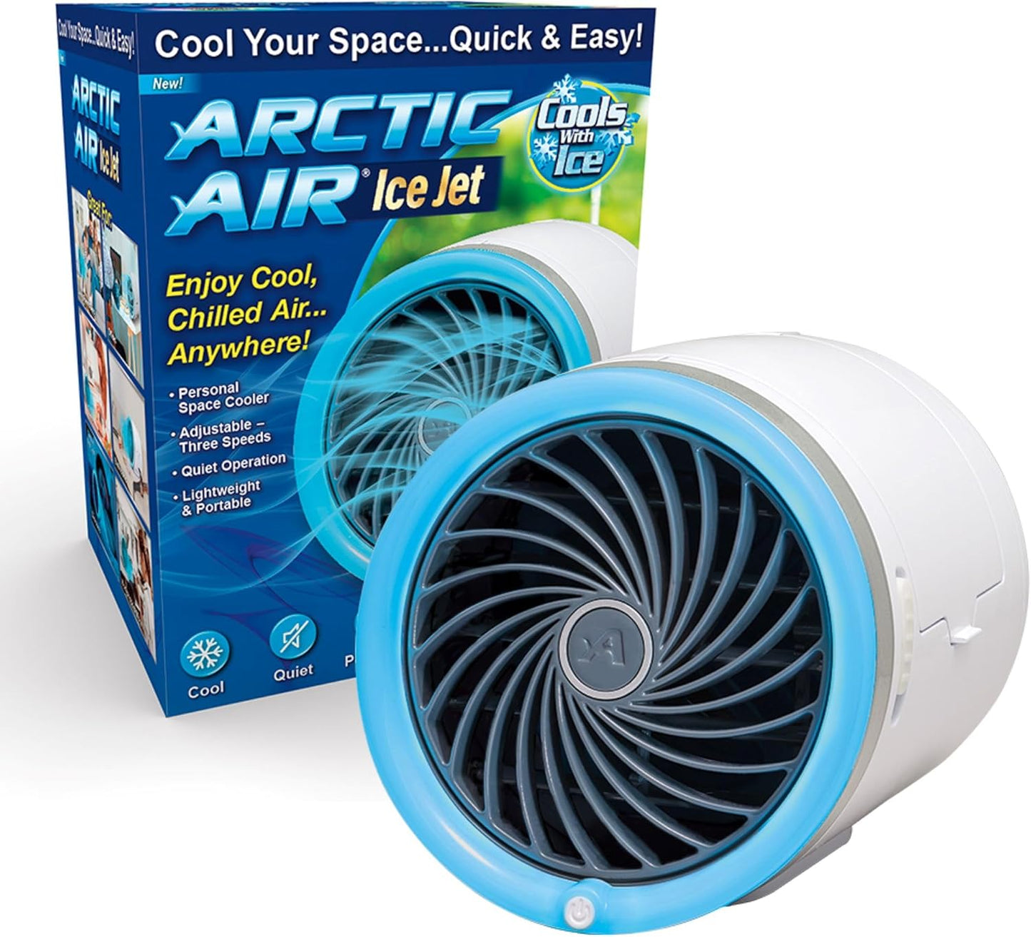 Enfriador de aire personal,portatil, silencioso, ligero y con luz led de diferentes colores. Artic Air Ice Jet
