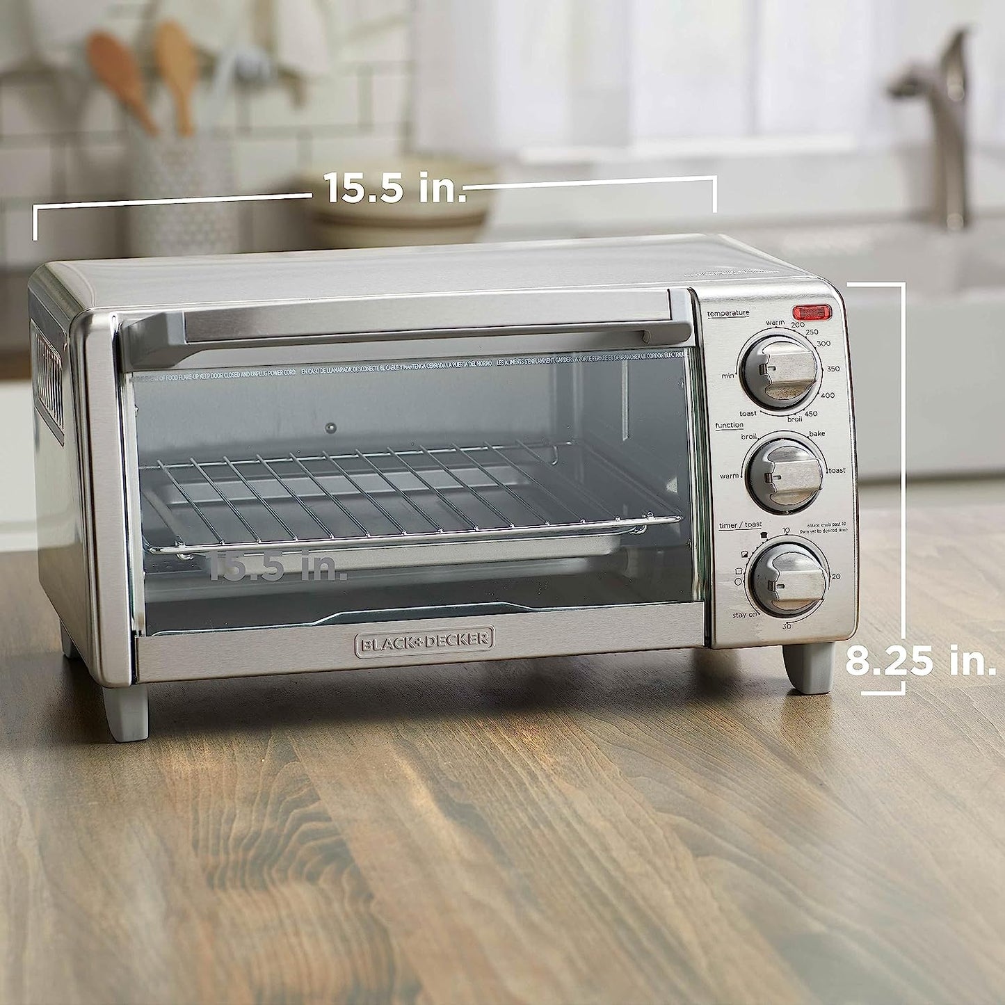 Horno de conveccion, Horno tostador de 4 rebanadas de acero inoxidable. Black + Decker