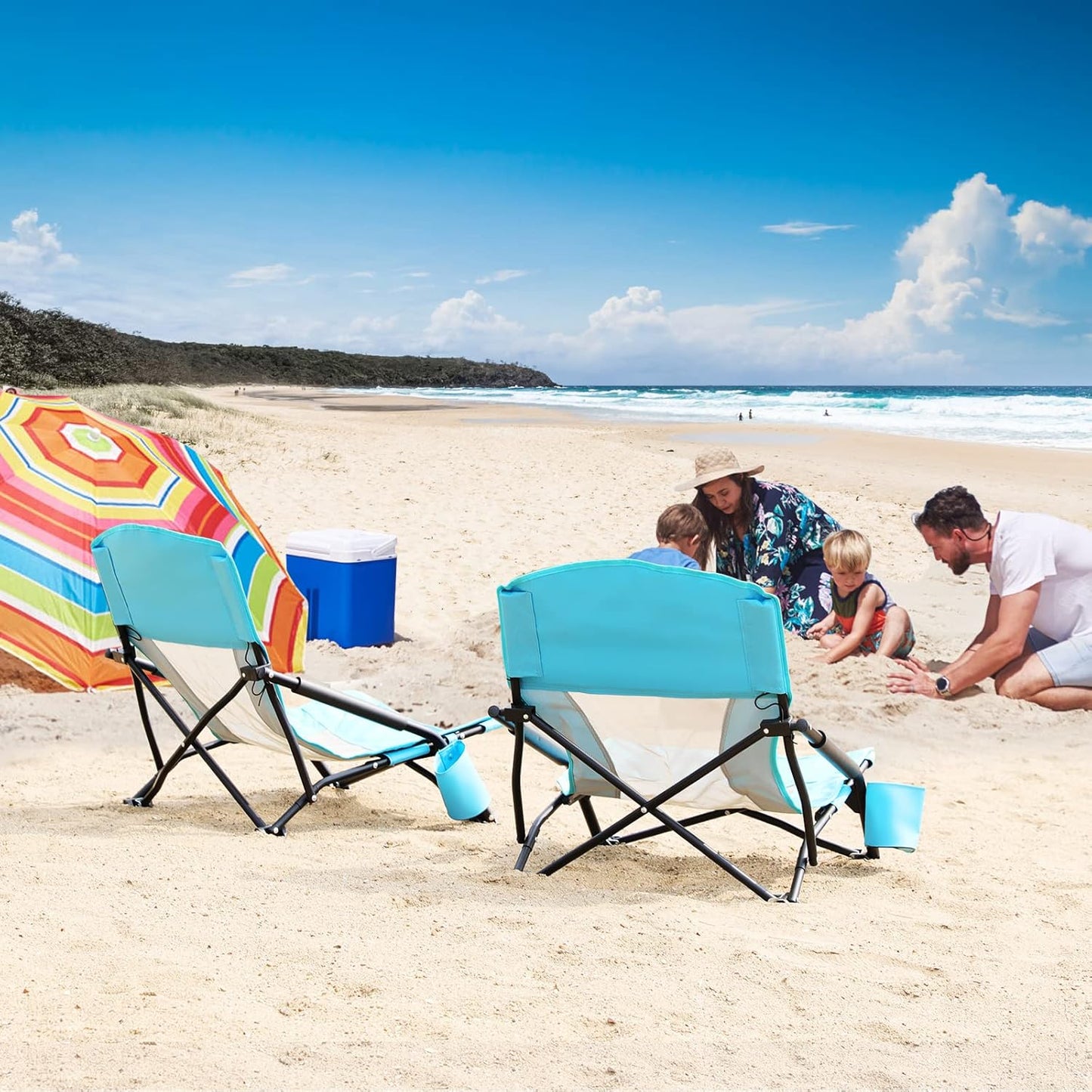 Sillas de Playa TOBTOS (Set 2) – Plegables con Portavasos