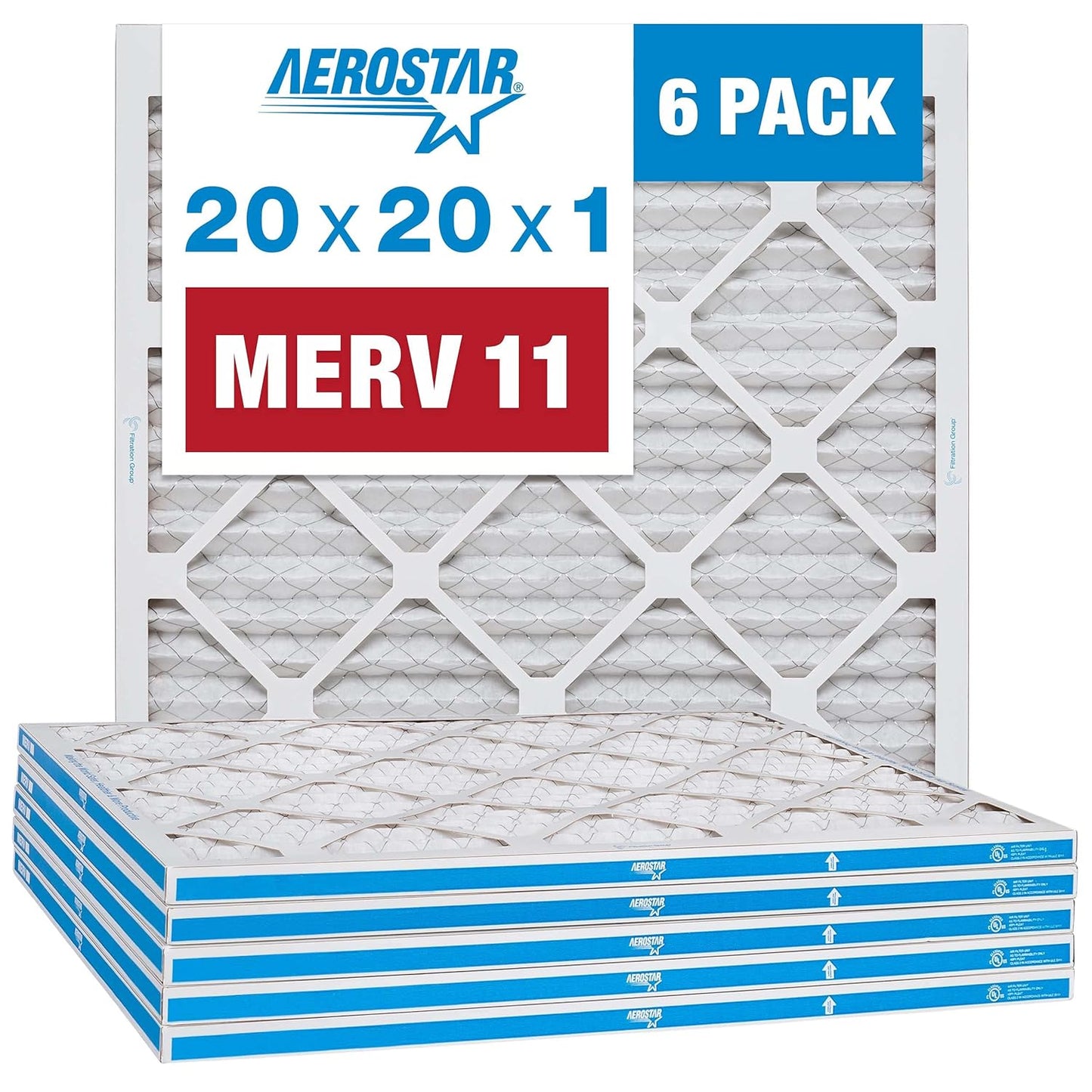 Filtro de aire Merv 11, 20x20x1. Paquete con 5. Aerostar