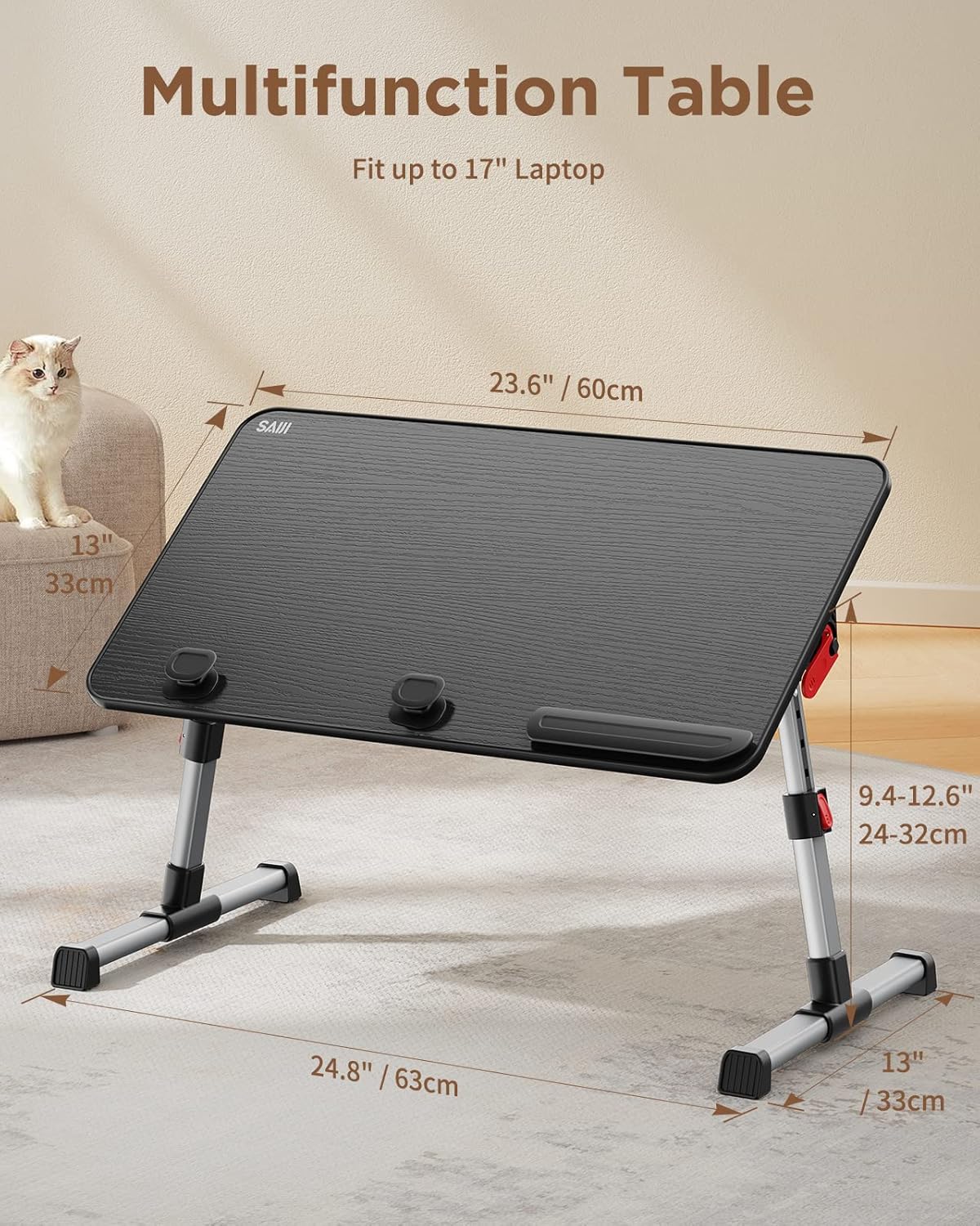 Mesa portátil ajustable 60 × 33 cm con inclinación y altura regulable – Saiji