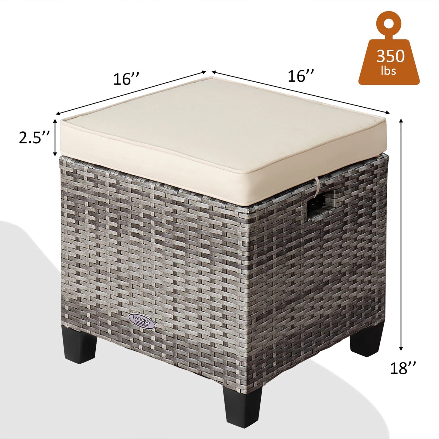 Set de 2 ottomanas de ratán con cojines gris marino – Costway