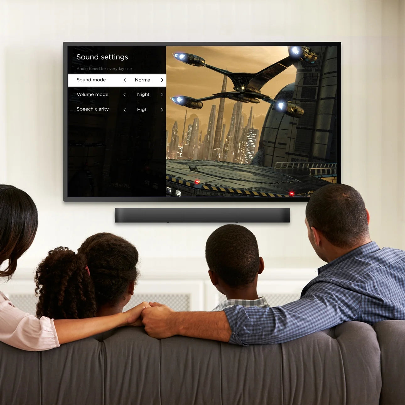 Barra de sonido con Roku TV 4K integrado. onn Roku