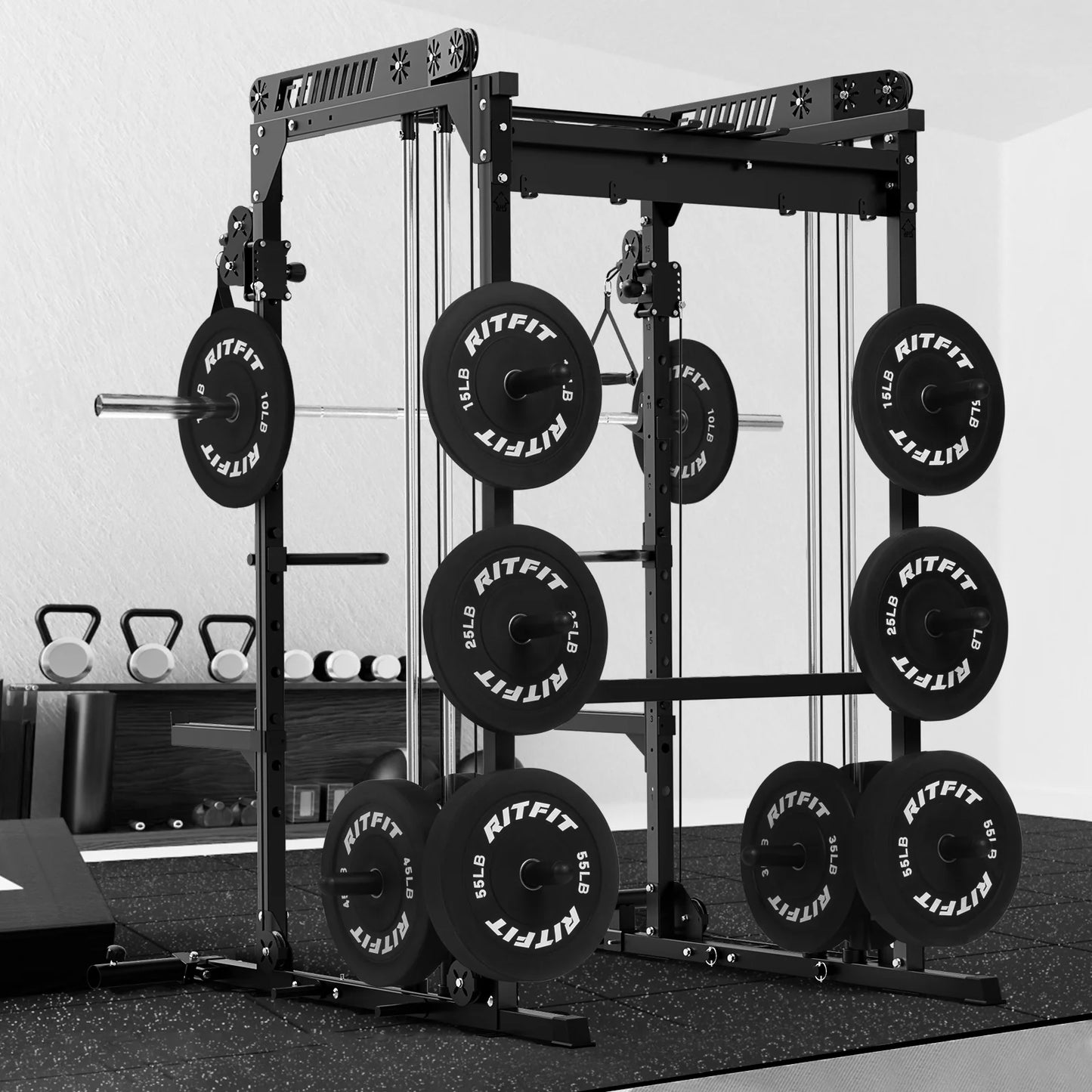 Jaula de ejercicios/Power Cage con crossover 203 × 173 × 217 cm capacidad 725 kg – RitFit M1-C