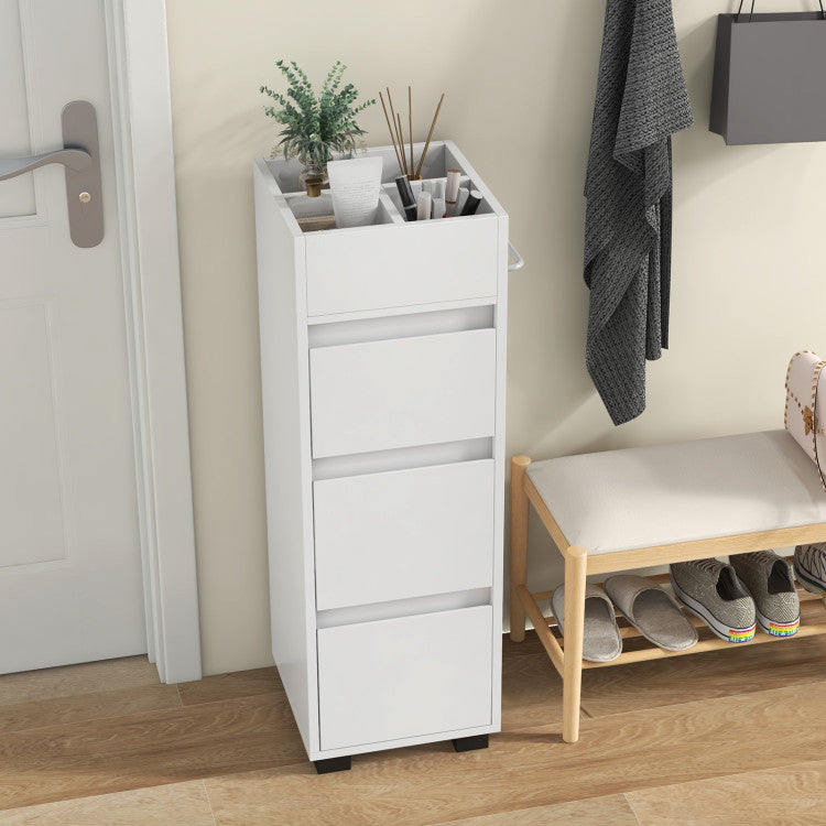 Mueble de piso para baño 76×30×86 cm 3 cajones + divisor superior + toallero – Costway