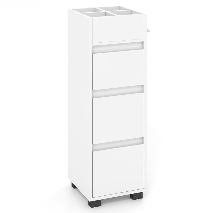 Mueble de piso para baño 76×30×86 cm 3 cajones + divisor superior + toallero – Costway
