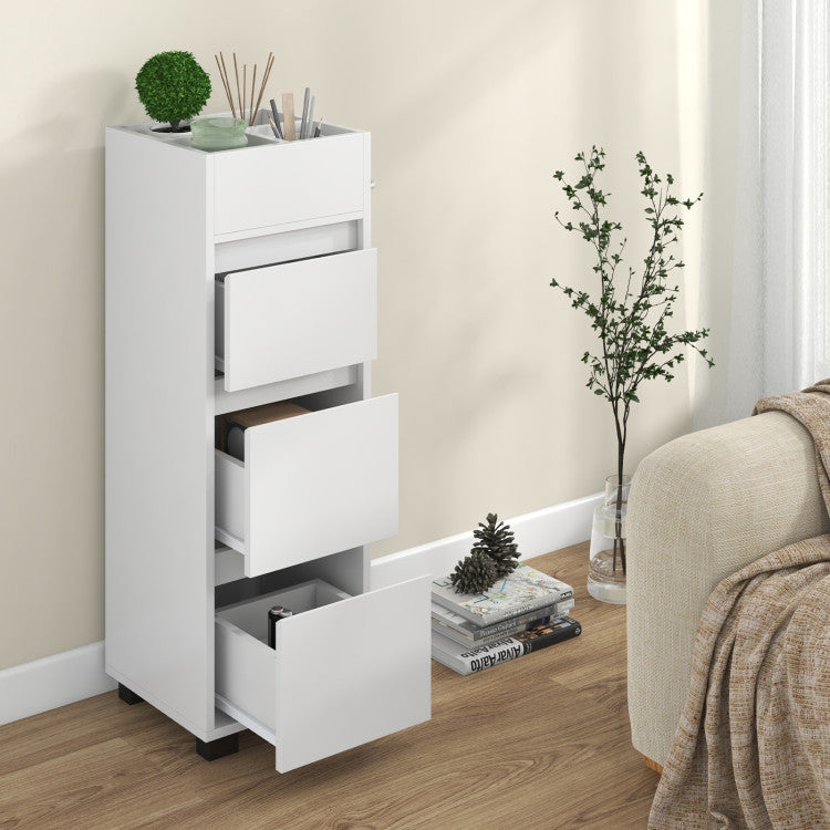 Mueble de piso para baño 76×30×86 cm 3 cajones + divisor superior + toallero – Costway
