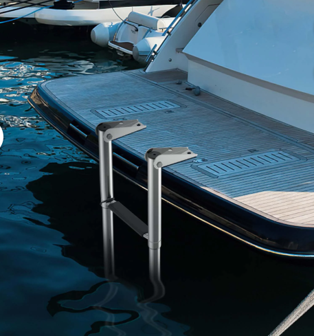Escalera para piscina ó bote, plegable de acero 4 peldaños 218×25×10 cm – Costway