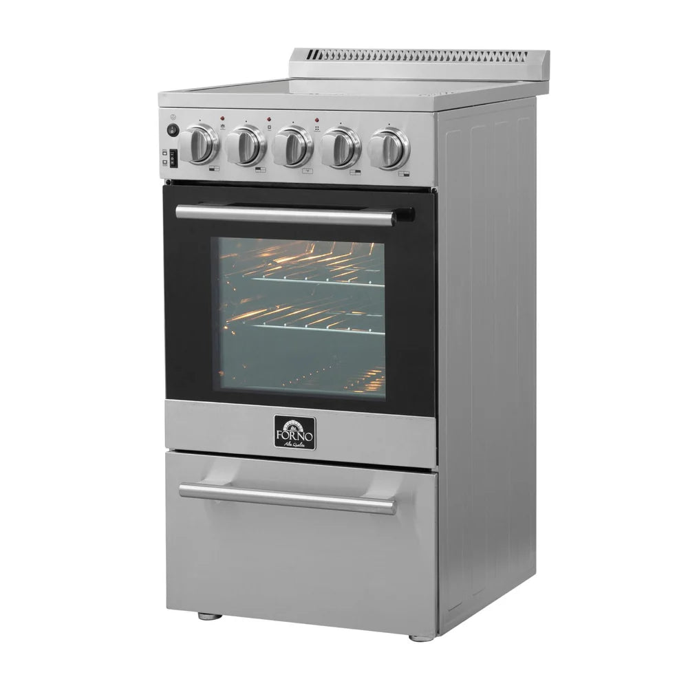 Cocina profesional de vitrocerámica y acero inoxidable, compacta 50 × 56 × 96 cm 4 quemadores y horno – Forno Pallerano