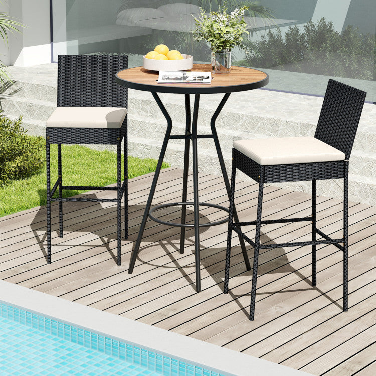 Set de 4 sillas altas de ratán con respaldo y reposapiés 50×45×110 cm – Costway