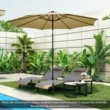 Sombrilla de patio con luz, carga solar, redonda de 120 cm Beige – Costway