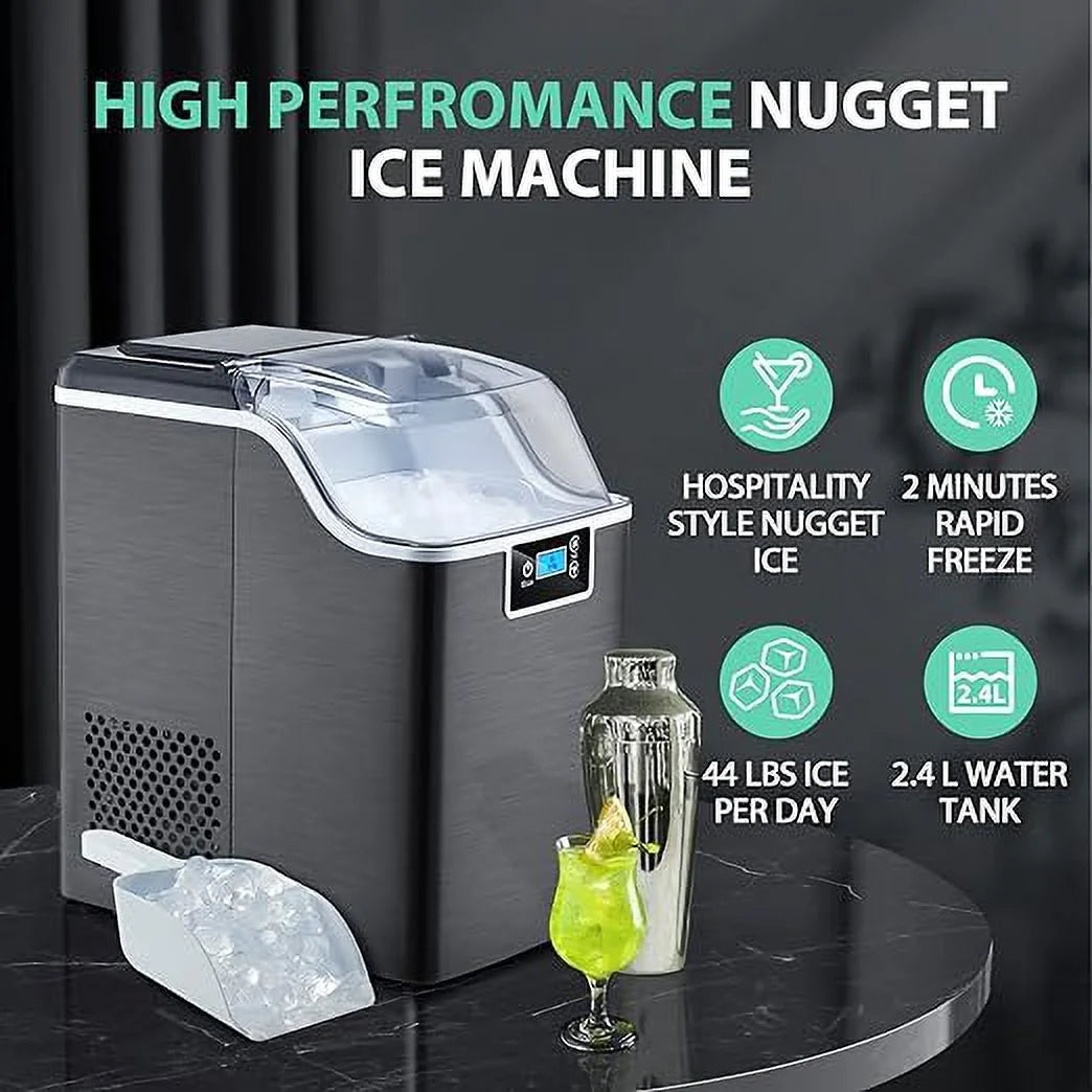 Máquina de hielo tipo “nugget” con función de auto-limpieza, producción rápida, sencillo de usar.