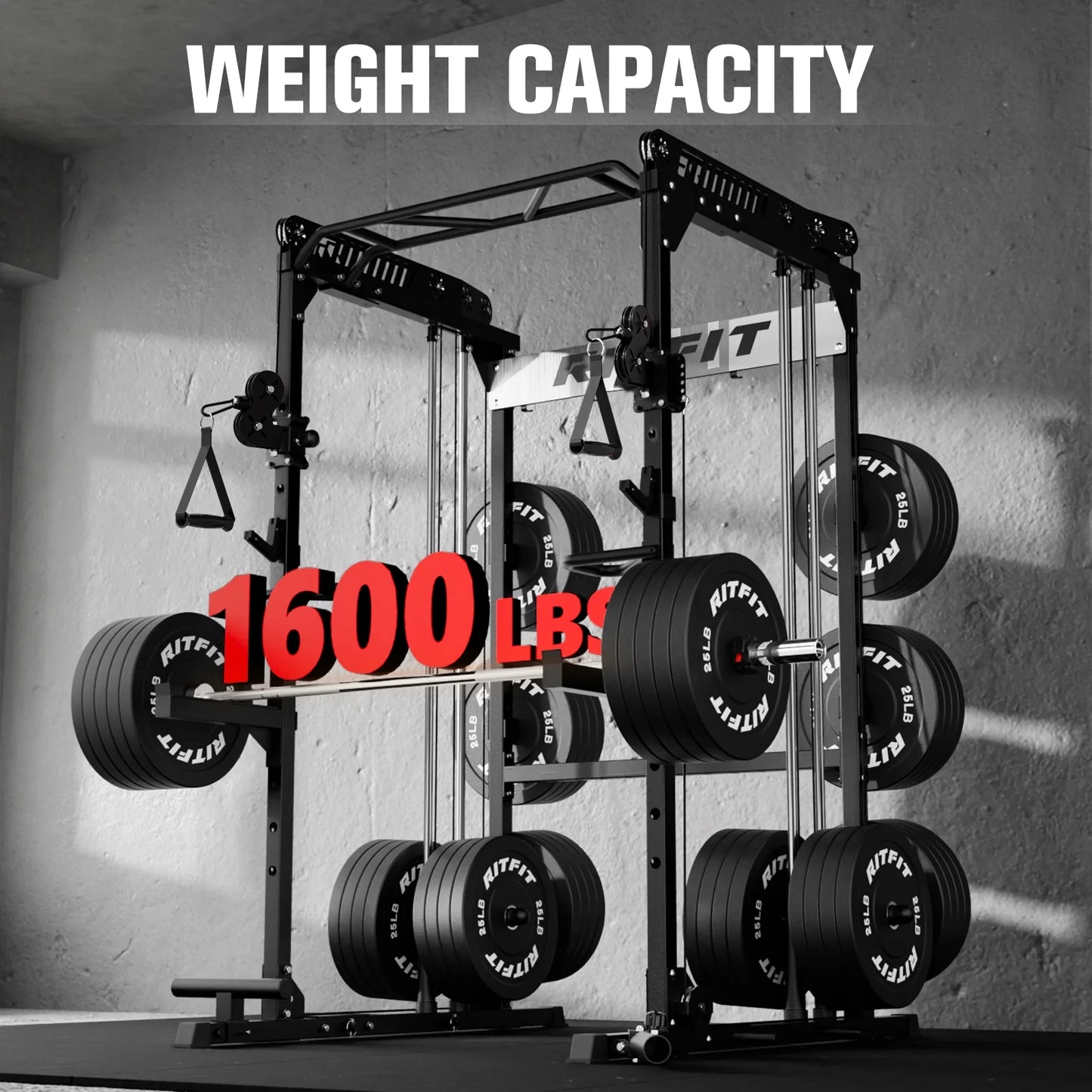 Jaula de ejercicios/Power Cage con crossover 203 × 173 × 217 cm capacidad 725 kg – RitFit M1-C