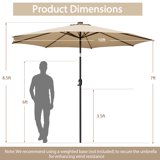 Sombrilla de patio con luz, carga solar, redonda de 120 cm Beige – Costway