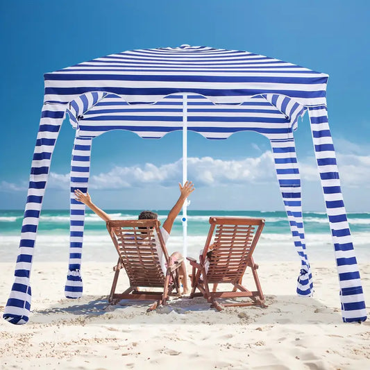 Toldo de playa estilo sombrilla/Canopy de 2.13m x 2.13m, color azul. Cabana Beach