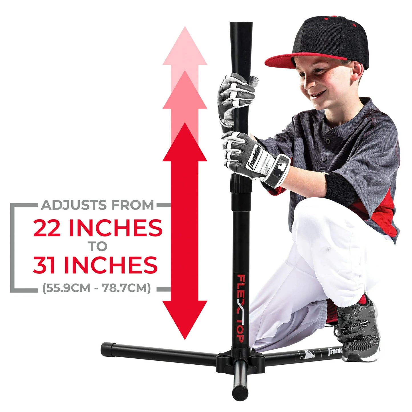 Soporte para bolas de baseball para practica de niños con altura e inclinación ajustable. Franklin Batting Tee
