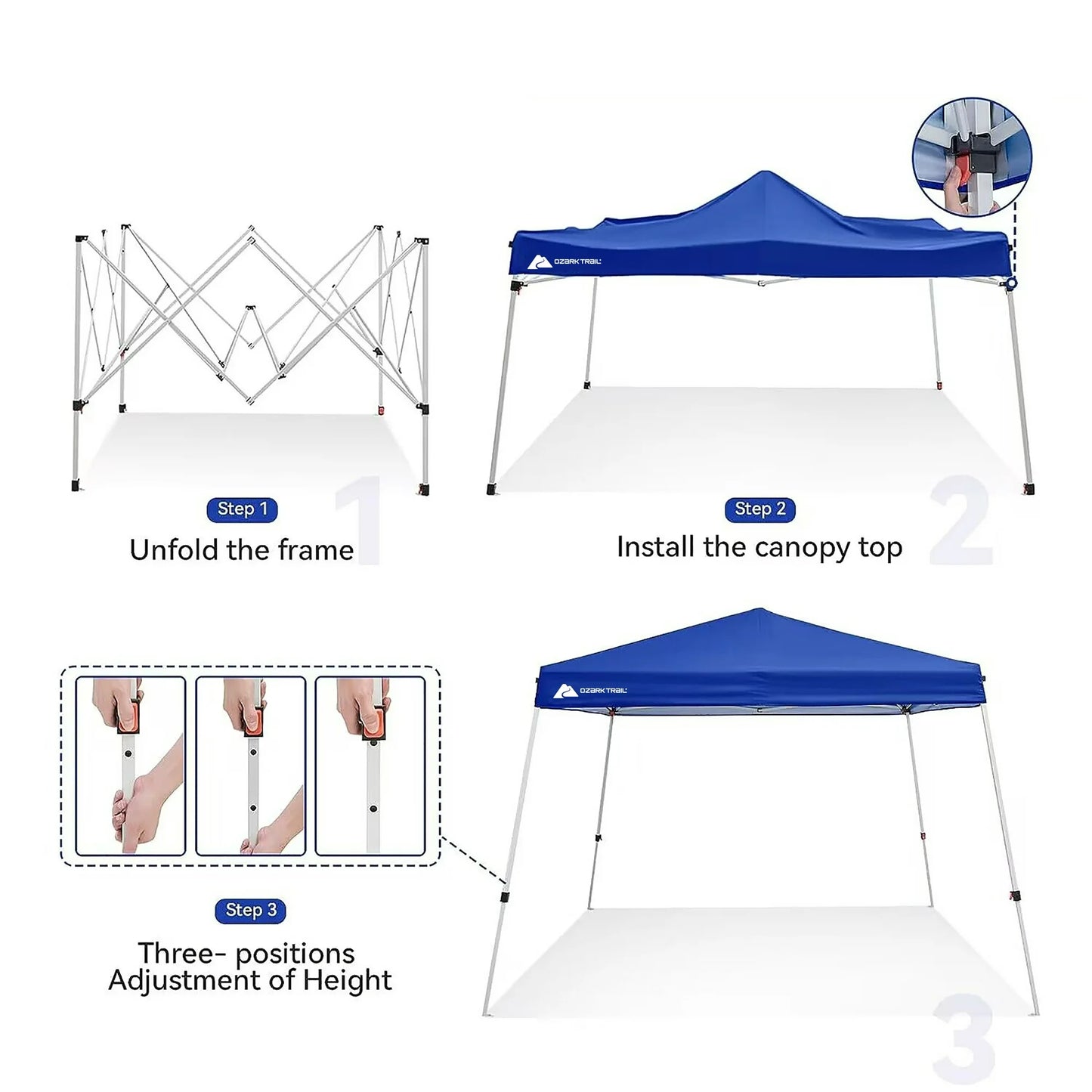 Toldo de armado instantaneo de 64 pies cuadrados de sombra (3m x 3m) Ozark Trail