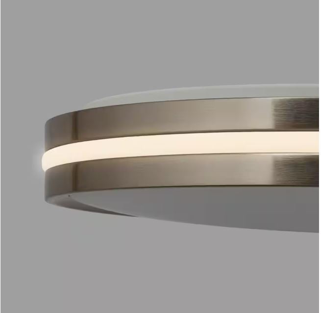 Lampara LED de techo de níquel cepillado para empotrar, CCT ajustable, con luz nocturna de 15 pulgadas. Hampton Bay