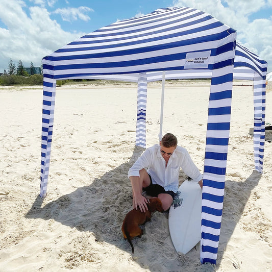Toldo de playa estilo sombrilla/Canopy de 2.13m x 2.13m, color azul. Cabana Beach