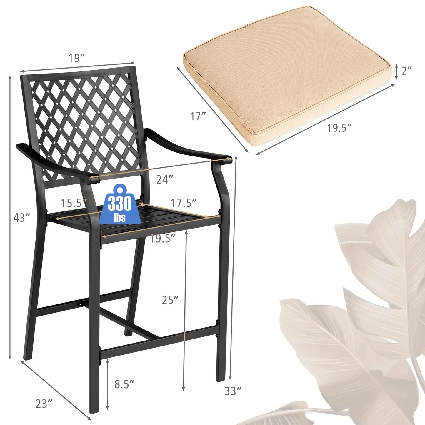 Set 2 Sillas Costway Rattan Acogedoras con Cojín