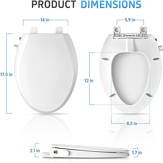 Asiento bidet sin electricidad de doble boquilla auto-limpiable para inodoros alargados 44×36×5 cm – Sineobath