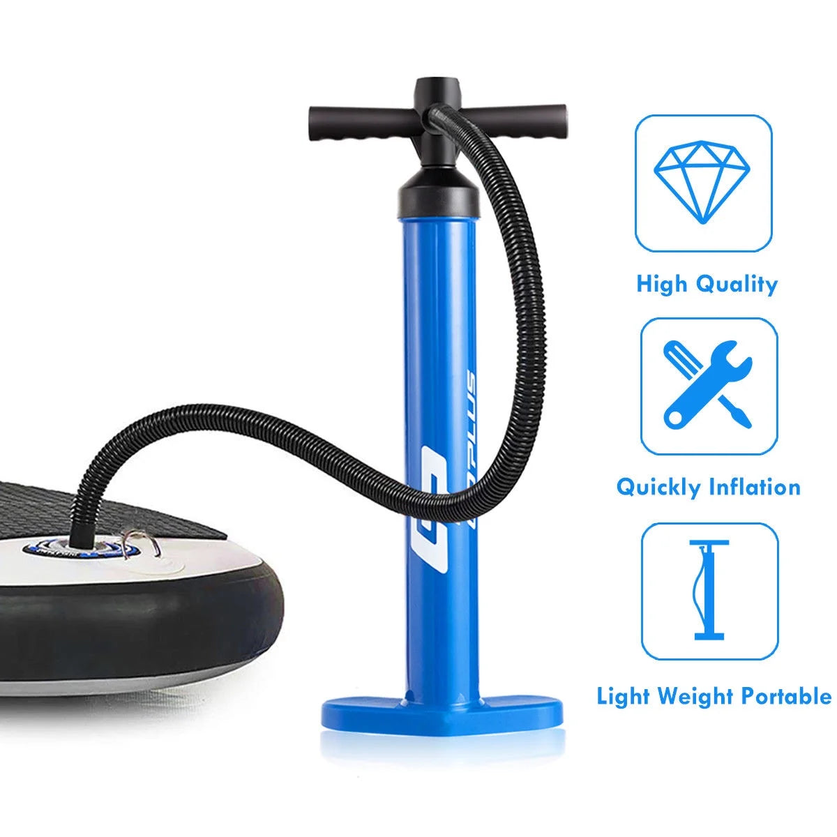 Bomba de aire Manual Goplus SUP – Hasta 29 PSI, Acción Doble con Manómetro