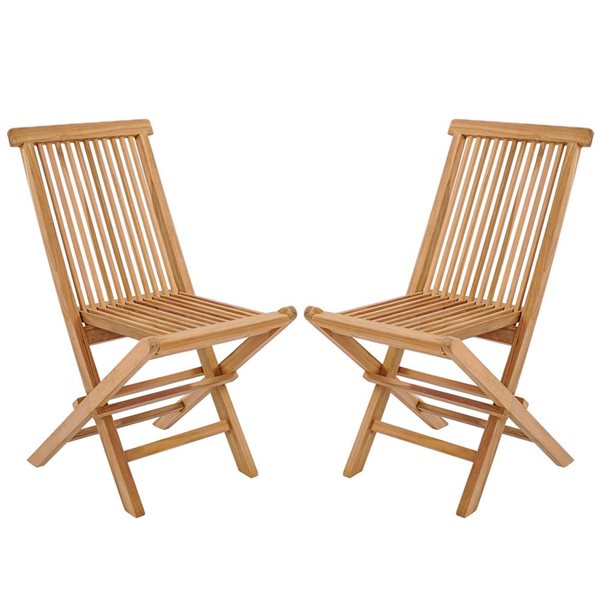 Set de 2 Sillas de madera Plegables de Teak Costway para Patio
