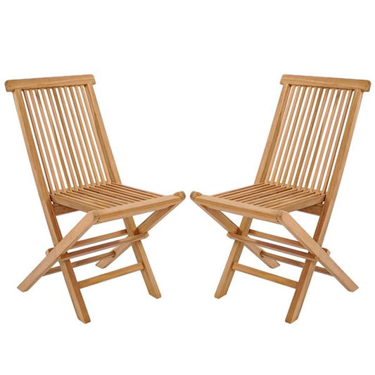 Set de 2 Sillas de madera Plegables de Teak Costway para Patio