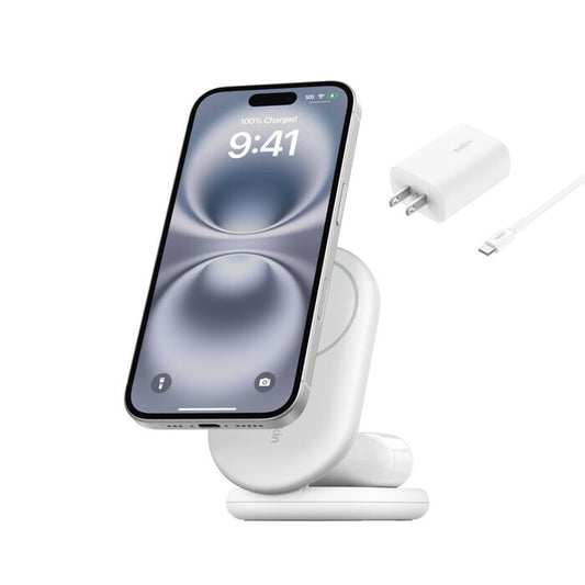 Cargador inalambrico Belkin con BoostCharge 2 en 1, de 15W, Qi2 y MagSafe. Belkin