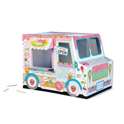 Carrito de helados de cartón para armar y pintar (no incluye marcadores). Mondo Llama