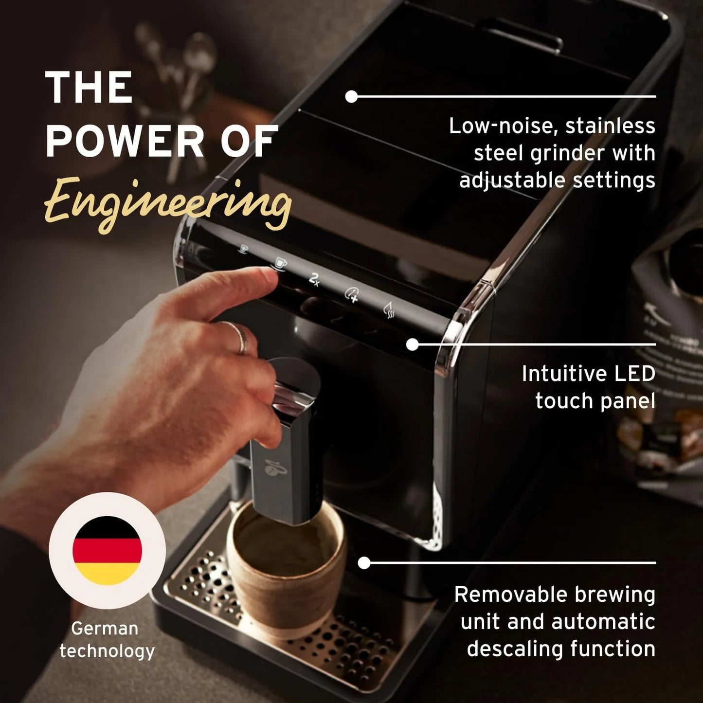 Máquina de Café de grano entero Tchibo Bean-to-Brew — Espresso y Café con Moledora Incorporada